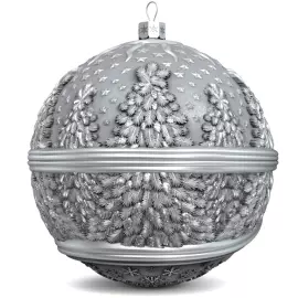 Set of 2 silver Christmas balls "Bells and a Winter fairy tale"